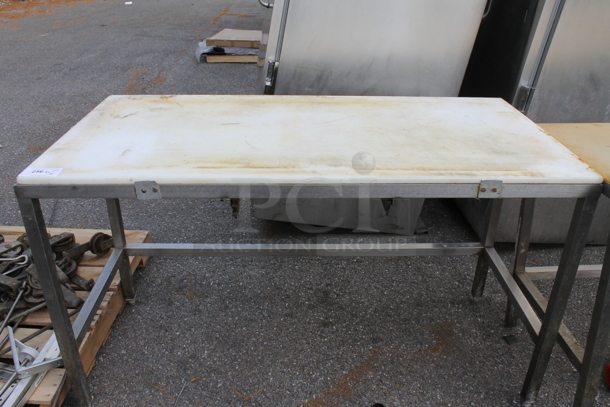 Metal Table Frame w/ Cutting Board Tabletop.