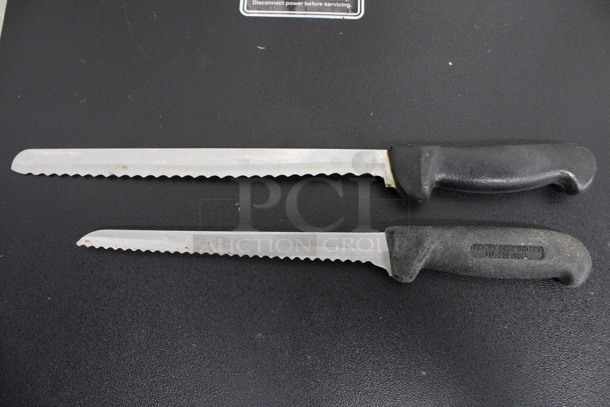 2 Sharpened Stainless Steel Serrated Knives. Includes 13", 15". 2 Times Your Bid!