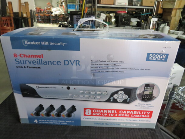 One Bunker Hill 8 Channel Security Surveillance DVR With 4 Cameras.