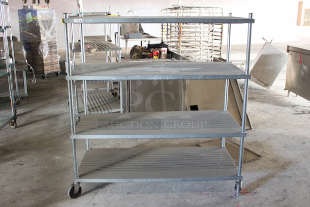 Eastern Steel Cart Industries 4 Shelf Rack On Commercial Casters. 48x27x63