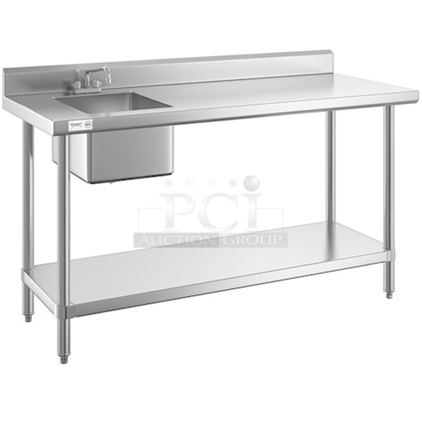 BRAND NEW SCRATCH & DENT!  Regency 30" x 72" 16 Gauge Stainless Steel Work Tabletop with Sink - Sink on Left - From Group (OD Kit) 600STCB3072L. Top & Hardware ONLY. Does NOT include Frame Or Legs. 