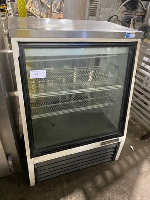 COOL! True Commercial Refrigerated Deli Display Case! With Back Sliding Access Glass Doors! With Poly Coated Racks! Model: TSID362 SN: 5097203 115V 60HZ 1 Phase