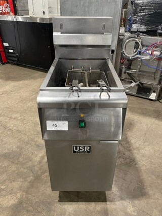 USR Cookline Commercial Stainless Steel Deep Fat Fryer! With Frying Baskets! On Legs! 240V! Model: SR114E!