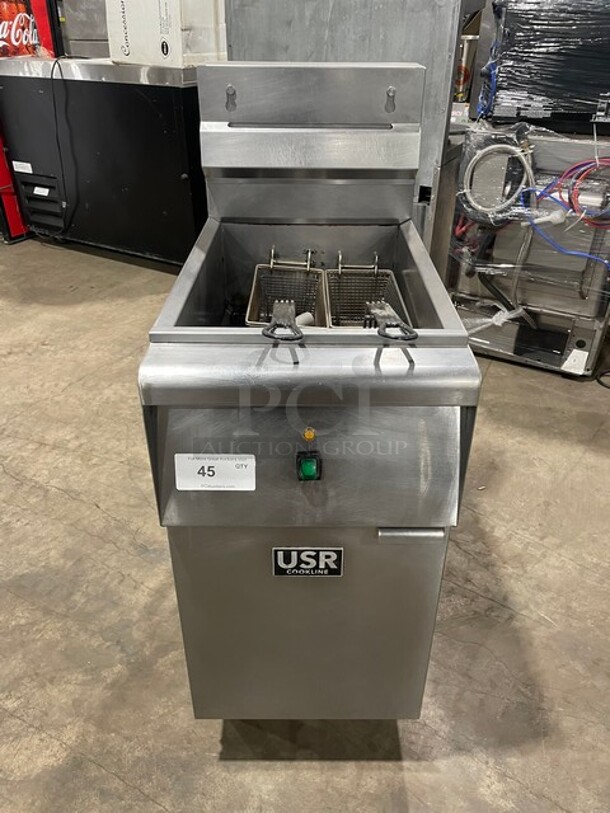 USR Cookline Commercial Stainless Steel Deep Fat Fryer! With Frying Baskets! On Legs! 240V! Model: SR114E! - Item #1145443