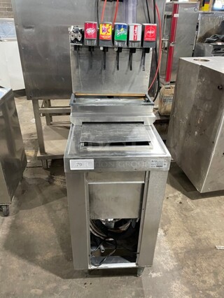 McCanns Commercial 6 Head Soda/Juice Dispenser! With Ice Bin! All Stainless Steel! Model 161337 Serial 44609! On Legs! 