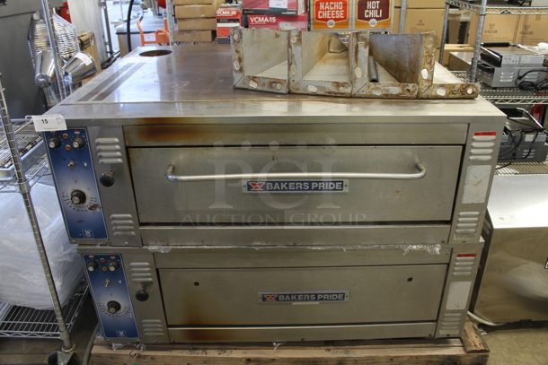 2 Bakers Pride Stainless Steel Commercial Single Deck Pizza Ovens. 208 Volts, 3 Phase. Comes w/ 4 Legs. 2 Times Your Bid!