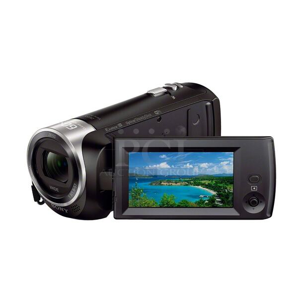 Sony HDR-CX440 HD Handycam with 8GB Internal Memory. Features Full HD Video / 9.2MP Stills, Exmor R CMOS Sensor, 8GB Internal Memory, Zeiss 30x Optical Zoom Lens, Optical SteadyShot Image Stabilization, XAVC S Recoding, AVCHD, and MP4, 2.7" Flip-Out LCD View Screen, Built-In Wi-Fi with NFC, Multicamera Control. 2x Your Bid