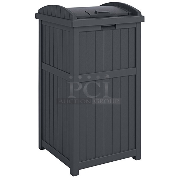 BRAND NEW SCRATCH AND DENT! Suncast GH1732C Trash Hideaway GH1732C 23 Gallon Dark Gray Outdoor Waste Container