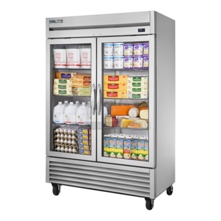 BRAND NEW SCRATCH AND DENT! 2024 True T-49G-HC 54 1/4" 2 Section Glass Door Reach-In Refrigerator with LED Lighting and Poly Coated Racks. 115 Volts, 1 Phase. Tested and Working! 