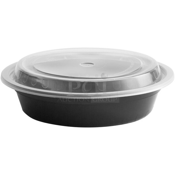 Box of BRAND NEW Choice 129MCR24B 7.25" Round Microwaveable Container w/ Lid. 