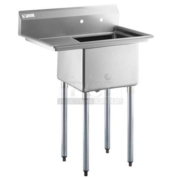 BRAND NEW SCRATCH AND DENT! Steelton 522CS11818L 38 3/4" 18-Gauge Stainless Steel One Compartment Commercial Sink with Left Drainboard - 18" x 18" x 12" Bowl