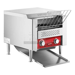 BRAND NEW SCRATCH AND DENT! 2023 Avantco 184T140 Stainless Steel Commercial Countertop 10" Wide Conveyor Toaster with 3" Opening. 300 Slices per Hour. 120 Volts, 1 Phase. 