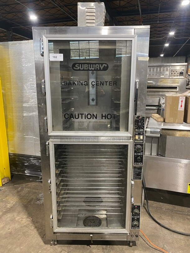 Nuvu Subway Edition Commercial Double Deck Baking Oven/Proofer Combo! With View Through Doors! All Stainless Steel! On Casters! WORKING WHEN REMOVED!