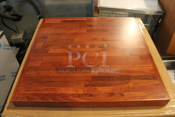 10 BRAND NEW SCRATCH AND DENT! Lancaster Table & Seating 3492424BBMAH Mahogany Reclaimed Wood Butcher Block Tabletops. 10 Times Your Bid!