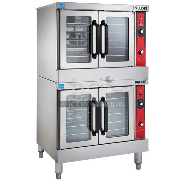 2 BRAND NEW SCRATCH AND DENT! Vulcan VC5GD-21D1Z/VC5GD-11D1Z ENERGY STAR Stainless Steel Commercial Propane Gas Powered Full Size Convection Oven w/ View Through Doors, Metal Oven Racks and Thermostatic Controls. No Legs. 2 Times Your Bid! Tested and Working!