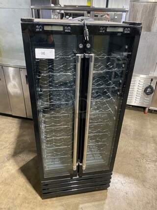 NICE! Franklin Chef Commercial Double Glass Door Dual Temp Refrigerated Wine Cellar! With 100 Bottle Capacity! 115V 1 Phase! Model: FWC100 SN: 0507000085!