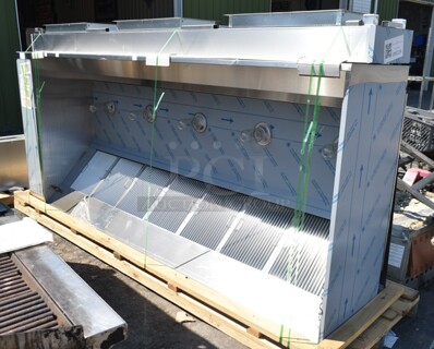 BRAND NEW! 11' CaptiveAire 5424 ND-2 Stainless Steel Commercial Grease Hood w/ Make Up Air Vent, 2 Rails, Filters and Lights. 
