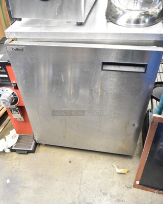 Delfield 407CA-DHL-A5 Stainless Steel Commercial Single Door Undercounter Cooler on Commercial Casters. 115 Volts, 1 Phase. 