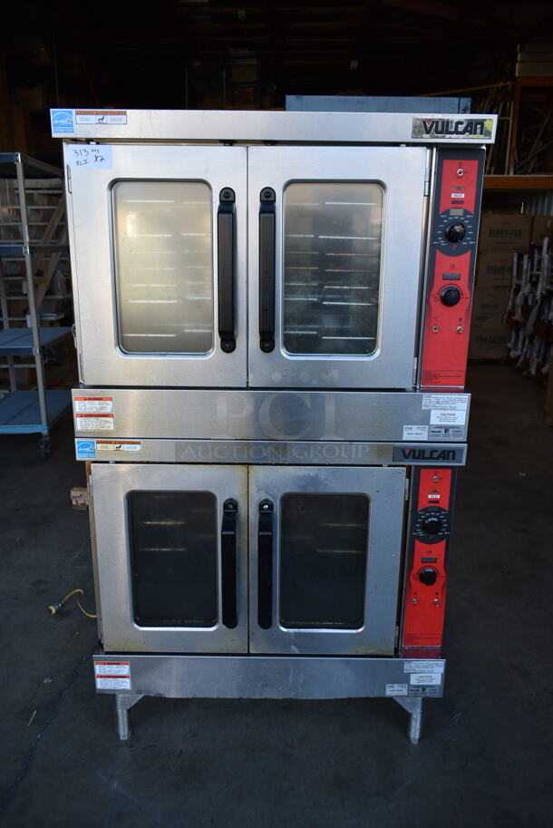 2 LIKE NEW! Vulcan VC5GD-21D1Z Stainless Steel Commercial Natural Gas Powered Full Size Convection Oven w/ View Through Doors, Metal Oven Racks and Thermostatic Controls. 2 Times Your Bid!