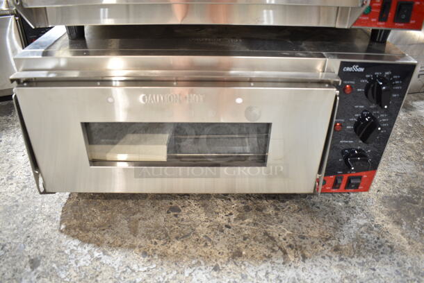 2024 Crosson CPO-160 Stainless Steel Commercial Countertop Electric Powered Pizza Oven w/ Broken Cooking Stone. 120 Volts, 1 Phase. Tested and Working!