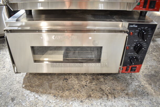 2024 Crosson CPO-160 Stainless Steel Commercial Countertop Electric Powered Pizza Oven w/ Broken Cooking Stone. 120 Volts, 1 Phase. Tested and Working! - Item #1127333