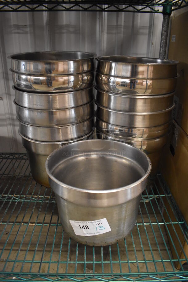 13 Stainless Steel Cylindrical Drop In Bins. 11.5x11.5x8.5. 13 Times Your Bid!