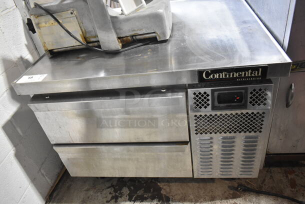 Continental Stainless Steel Commercial 2 Drawer Chef Base on Commercial Casters. Tested and Working! - Item #1116861