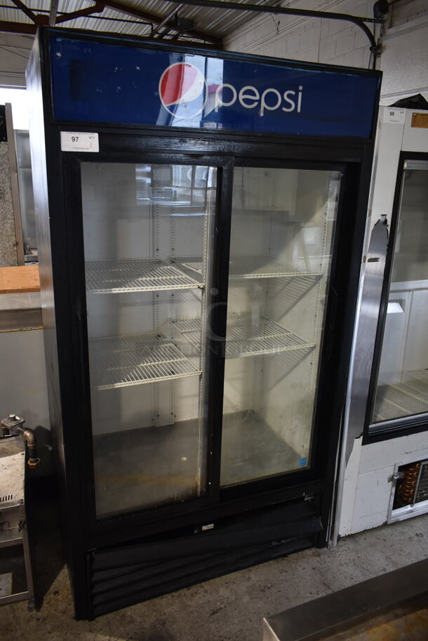 2012 True GDM-37 ENERGY STAR Metal Commercial 2 Door Reach In Cooler Merchandiser w/ Poly Coated Racks. 115 Volts, 1 Phase. Tested and Working!