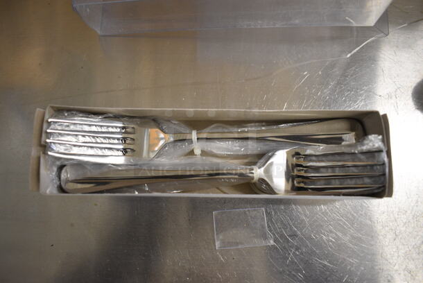 12 BRAND NEW IN BOX! Admiral BA-DF/B Stainless Steel Baguette Forks. 6.25". 12 Times Your Bid!