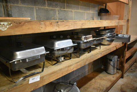 ALL ONE MONEY! Tier Lot of Various Items Including Chafing Dishes and Bowls. (basement) 