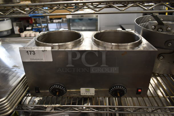 Server TWIN FS Stainless Steel Commercial Countertop 2 Well Food Warmer. 120 Volts, 1 Phase. Cannot Test Due To Damaged Plug