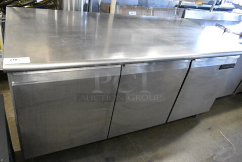 Continental SW72-18 Stainless Steel Commercial 3 Door Undercounter Cooler on Commercial Casters. 115 Volts, 1 Phase. 