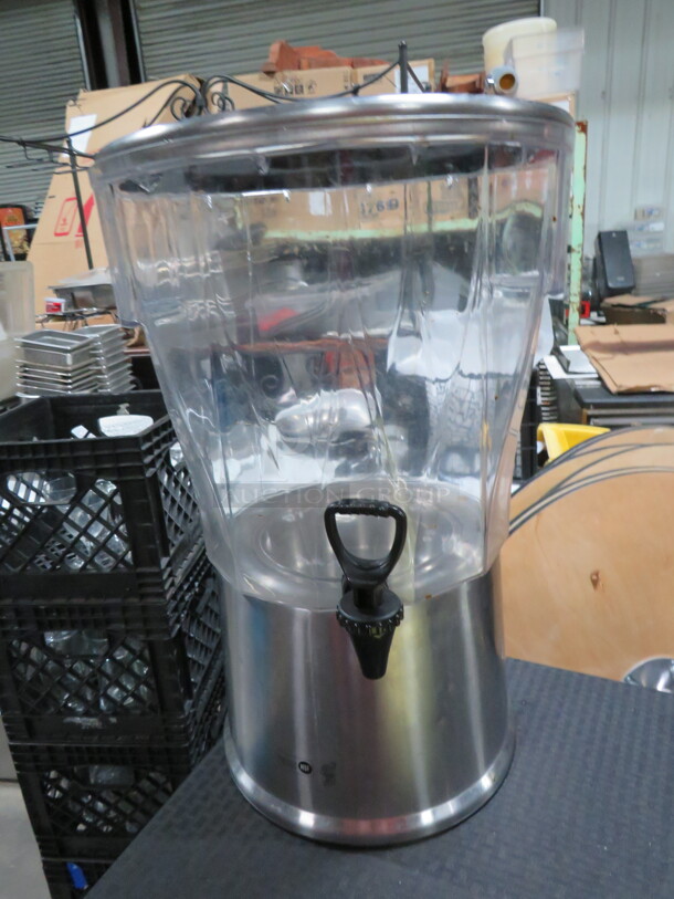 One Beverage Dispenser With Stainless Steel Stand And Lid.  