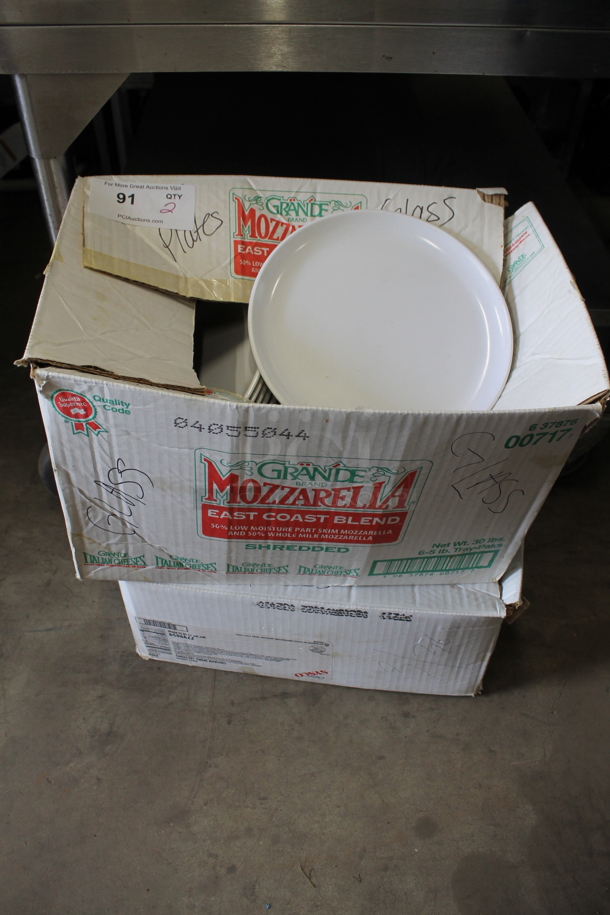 ALL ONE MONEY! Lot of 2 Boxes of White Plates. 