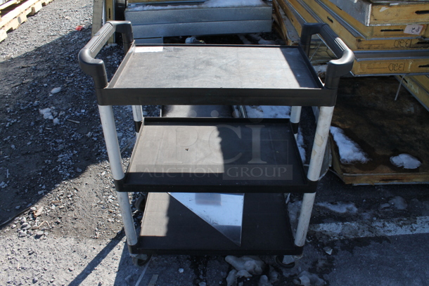Black and Gray Poly 3 Tier Cart on Commercial Casters.