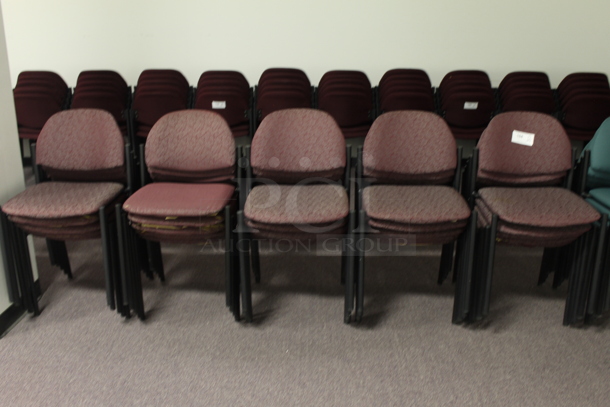25 Maroon Dining Height Chairs on Metal Legs. 25 Times Your Bid! (Main Building)