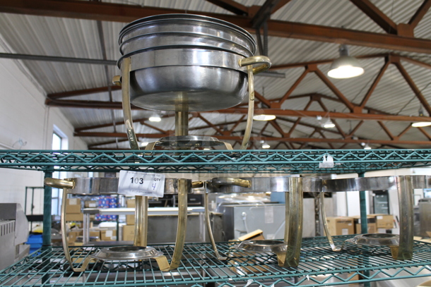 4 Metal Round Chafing Dishes w/ 4 Drop Ins. 4 Times Your Bid!