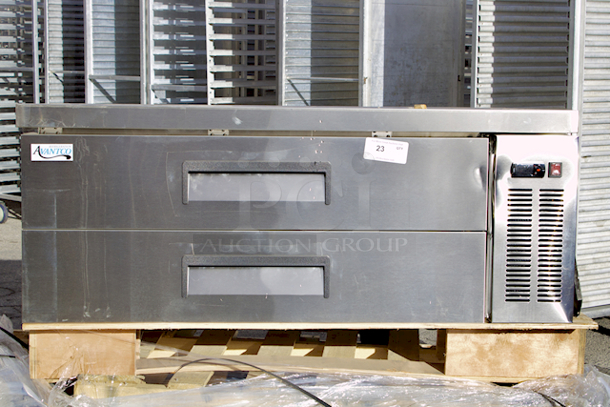 BRAND NEW SCRATCH & DENT!  Avantco CBE-52-HC 52" 2 Drawer Refrigerated Chef Base. Could Not Test. Power Cord Is Missing. 