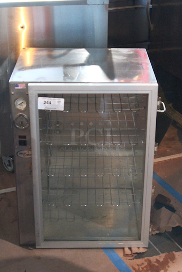 Alto Shaam 500-PH/GD Halo Heat® Pizza Holding Cabinet, (1) glass door, on/off power switch, adjustable thermostat, 120v. In Working Order When Last Used.23-1/4" x 20-3/4" x 30-7/8" 