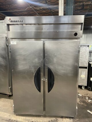 Victory Commercial 2 Door Refrigerator! With Left Side Built In Sheet Pan Racks! All Stainless Steel! With Poly Coated Racks! 115V 1 Phase! Model: VR-2 SN: M0392015!