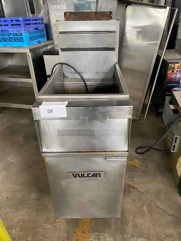 Vulcan Commercial Natural Gas Powered Deep Fat Fryer! All Stainless Steel! On Casters! Model: 1GR45A SN: 481710185