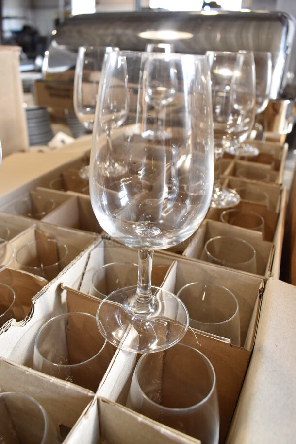 6 Boxes of 6 BRAND NEW Ideal Wine Tasting Glasses. 2.5x2.5x6. 6 Times Your Bid!