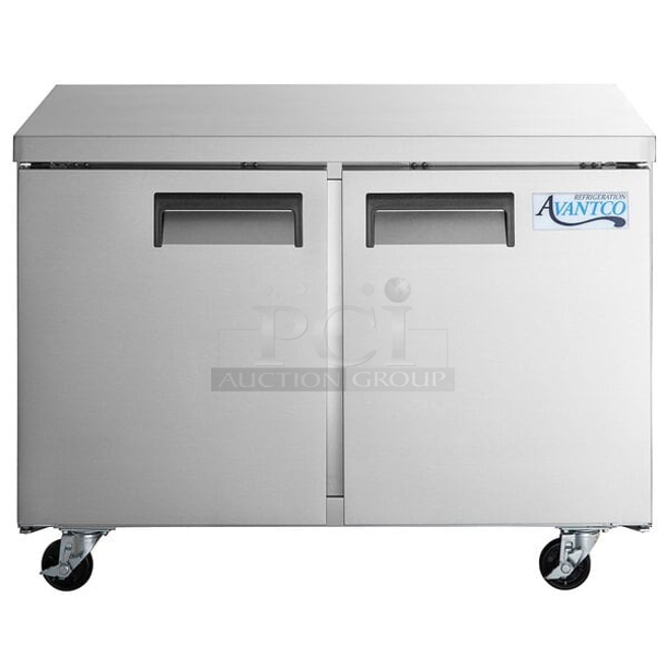 BRAND NEW SCRATCH & DENT! Avantco AU-48R-HC 48" Undercounter Refrigerator, 115V S/N: 665698316. Tested. Turns On and Blows Cold Air. 47 1/4 x 29 1/2 x 47 1/4