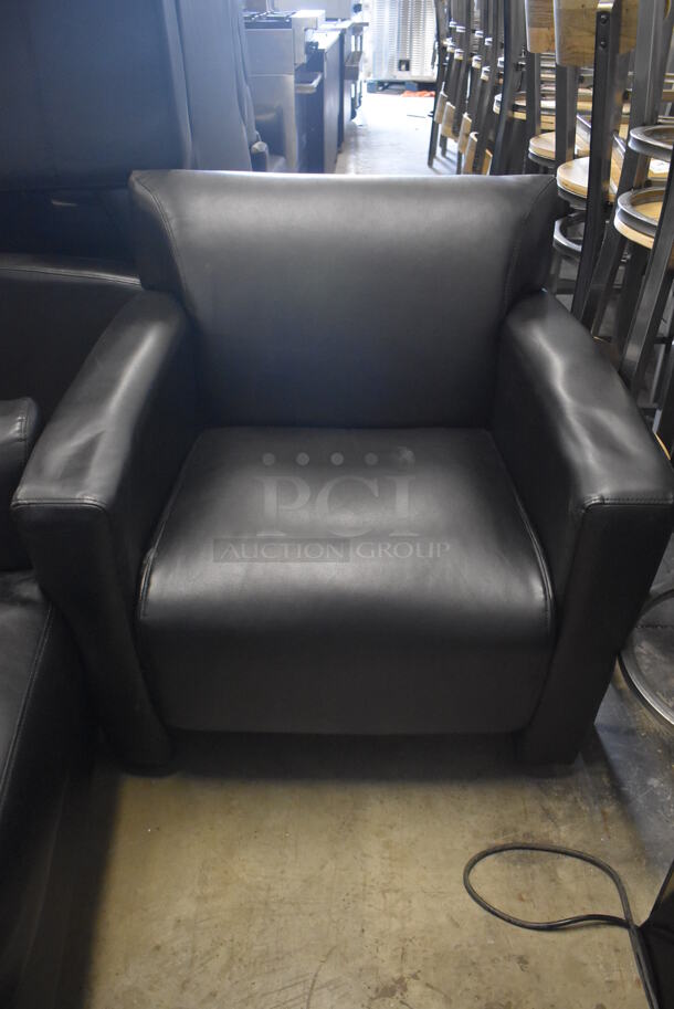 Black Chairs w/ Arm Rests. Stock Picture - Cosmetic Condition May Vary.