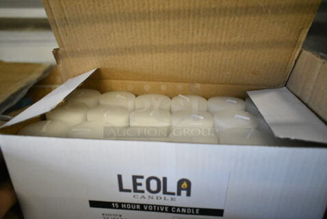 BRAND NEW SCRATCH AND DENT! Leola 53615FW 15 Hour White Votive Candle - 144/Case