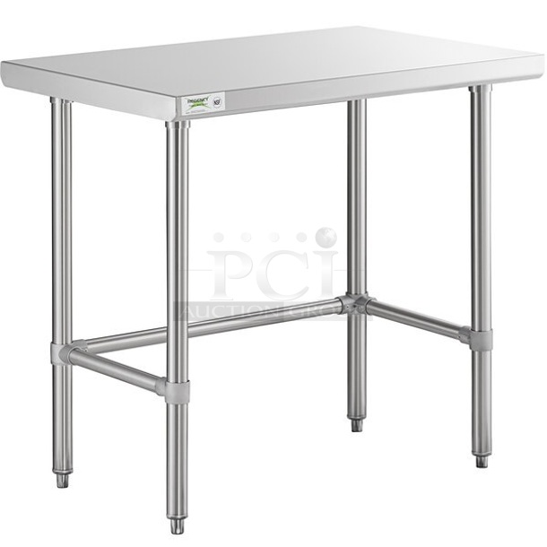 BRAND NEW SCRATCH AND DENT! Regency 600WT24X36SS 24" x 36" 16-Gauge 304 Stainless Steel Commercial Open Base Work Table