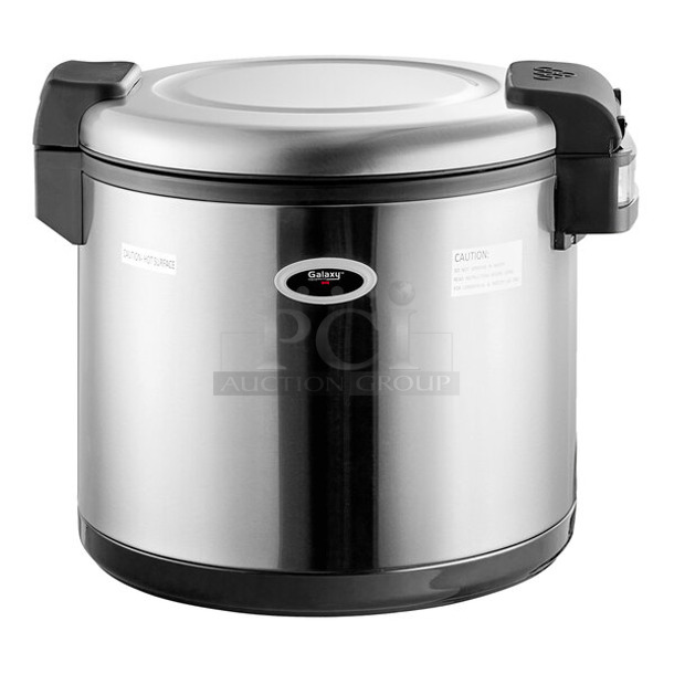BRAND NEW SCRATCH AND DENT! 2023 Galaxy 177RWG90 Stainless Steel Commercial Countertop Rice Cooker. 120 Volts, 1 Phase. Tested and Working!