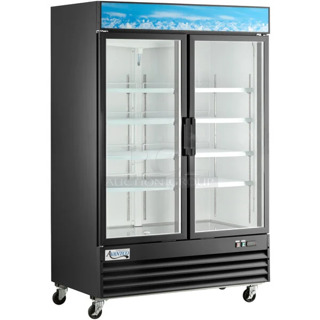 BRAND NEW SCRATCH AND DENT! 2024 Avantco 178GDC49HCB 53" Black Customizable Swing Glass Door Merchandiser Refrigerator with LED Lighting. See Pictures for Broken Glass on Door. 115 Volts, 1 Phase. Tested and Working!