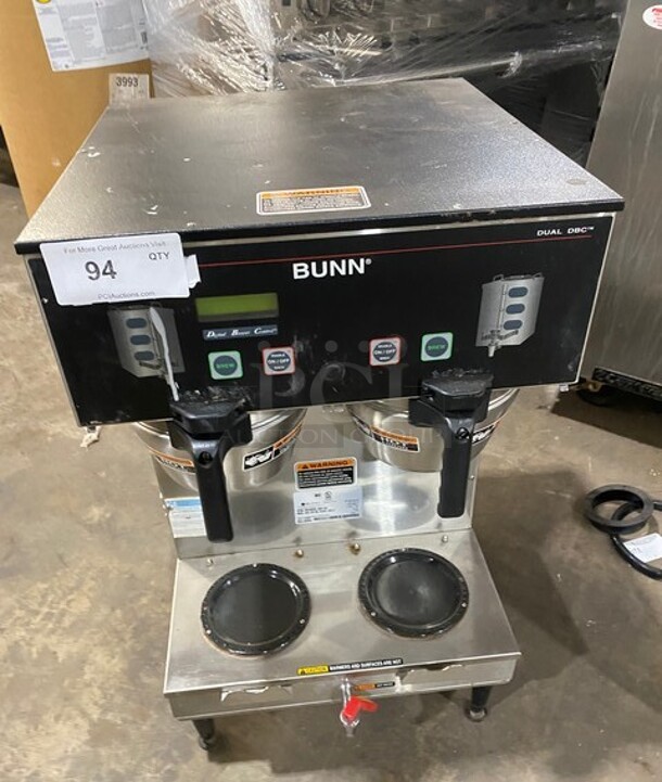 Bunn Commercial Countertop Dual Coffee Brewing Machine! All Stainless Steel! On Small Legs! Model: DUALGPRDBC SN: DUAL200004! 120/208/240V 1PH - Item #1115985