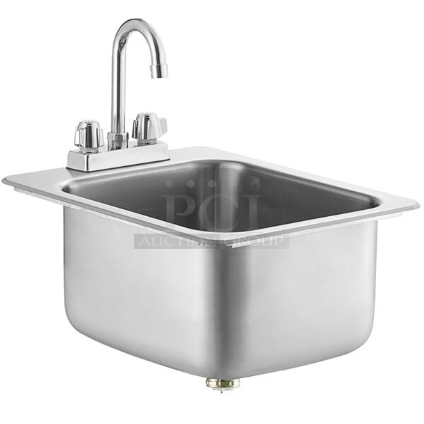 BRAND NEW SCRATCH & DENT! Regency 600DI11416R  14" x 16" x 10" 20 Gauge Stainless Steel One Compartment Drop-In Sink with 3 1/2" Gooseneck Faucet